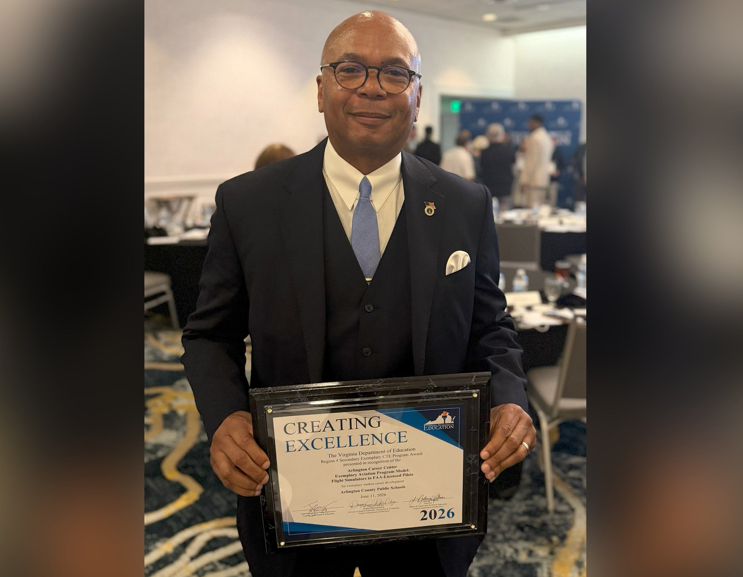 Tony Frazier, the Region 4 winner of the Virginia Department of Education’s Creating Excellence Award for the 2026 Secondary Exemplary Program.